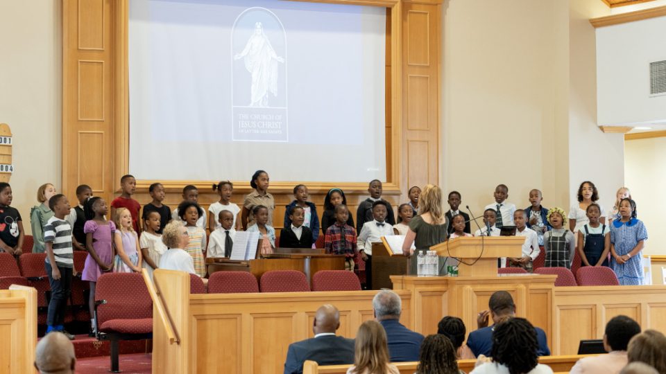 A Primary choir singing at a children's devotional in Johannesburg, South Africa, in September 2025